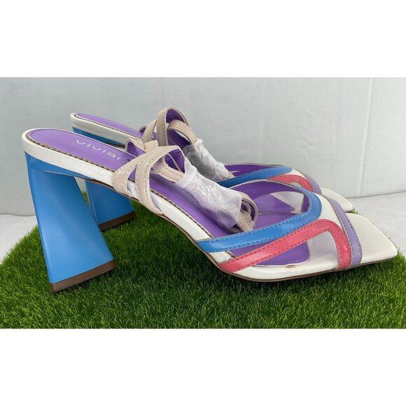 Vivianly Womens Multicolor Strappy Block Heel Sandals - Size 7.5 - Picture 5 of 11